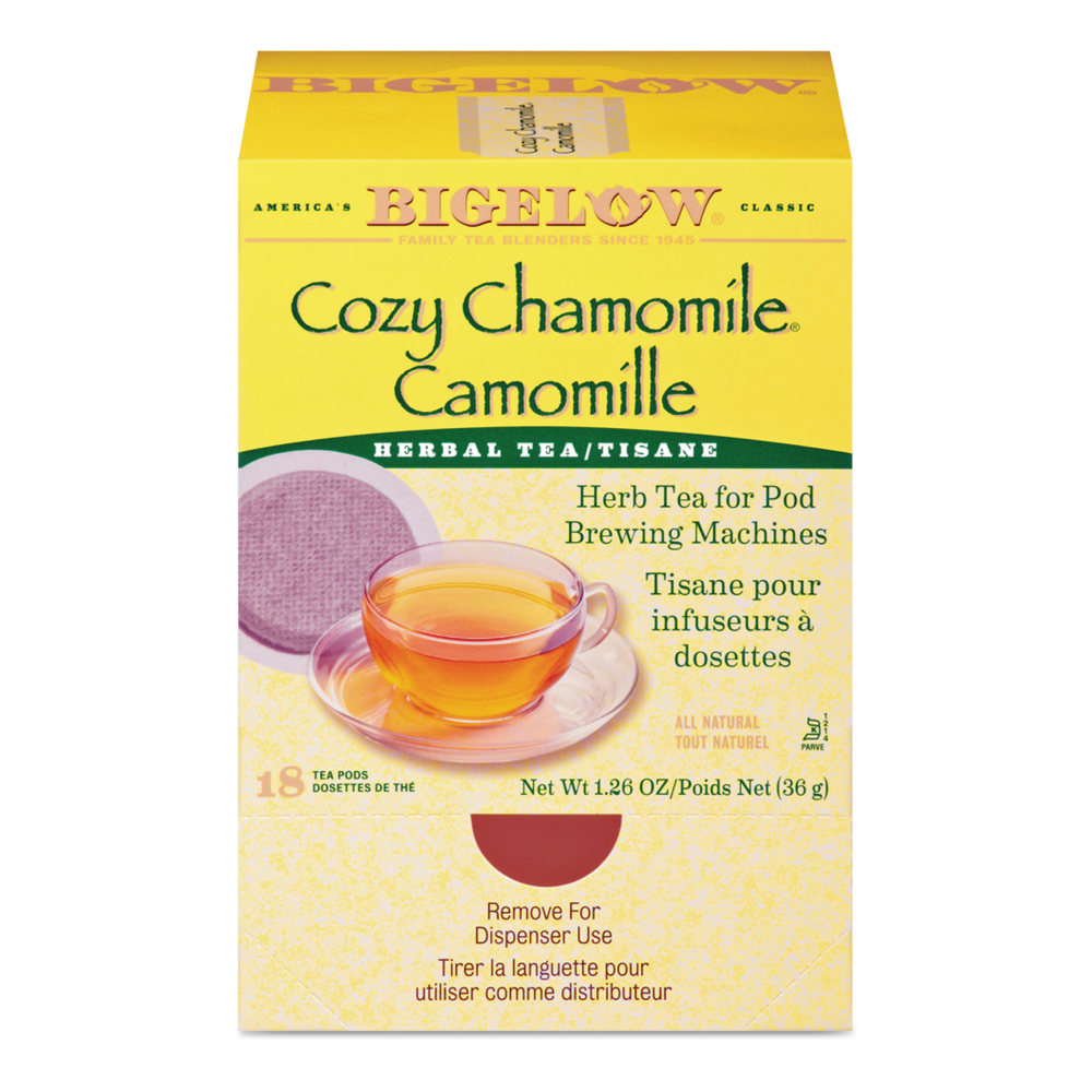 Bigelow Cozy Chamomile Herbal Tea Single-Serve Pods, 1.9 Oz, Box Of 18