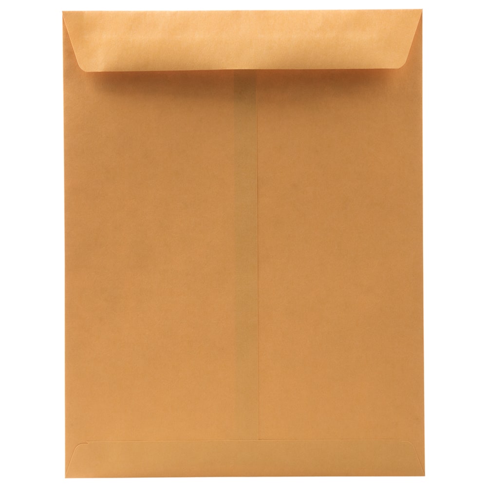 JAM Paper Open-End Catalog Envelopes, 10in x 13in, Gummed Closure, Brown Kraft, Pack Of 100