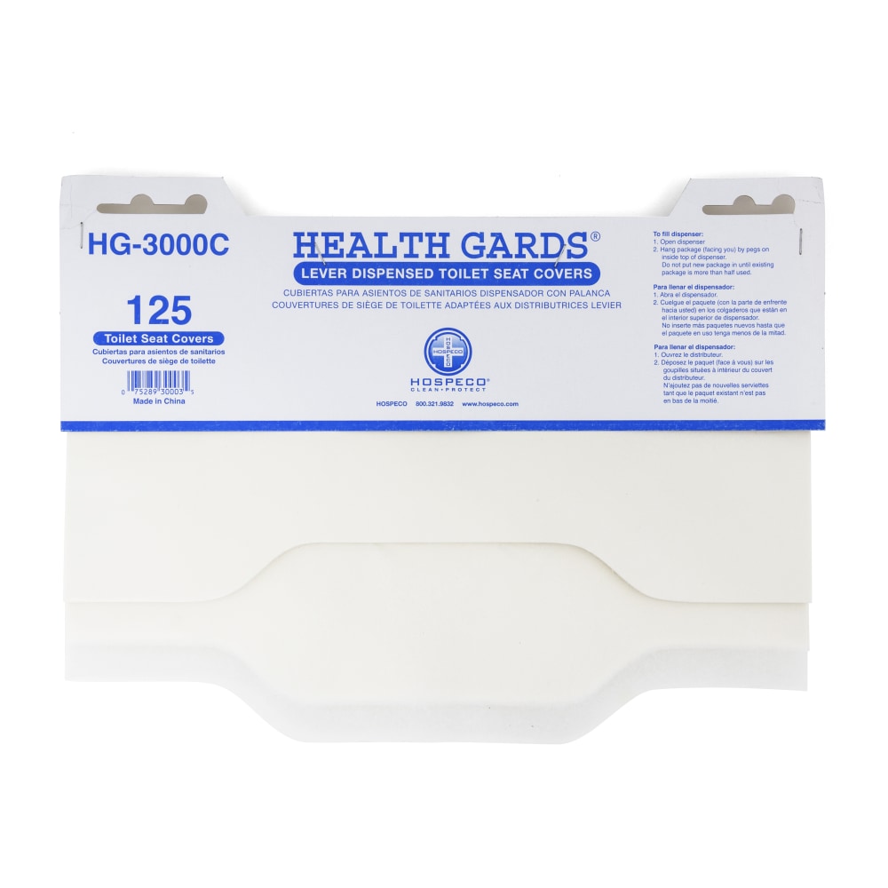 Hospeco Health Gards Lever Dispenser Paper Stock Toilet Seat Covers, 125 Covers Per Pack, Case Of 24 Packs