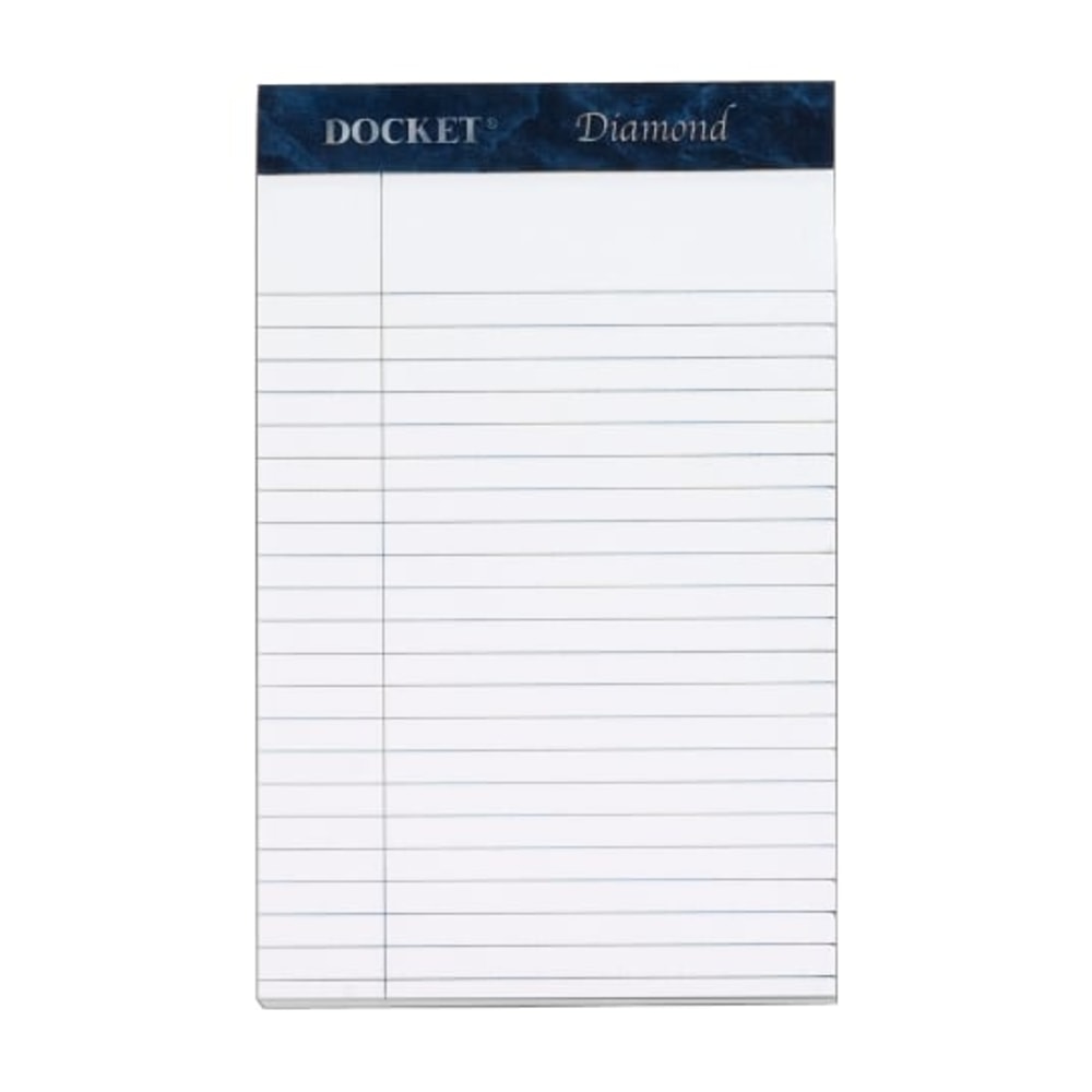 TOPS Docket Diamond Jr. 100% Recycled Writing Pads, 5in x 8in, Legal Ruled, 50 Sheets, White, Pack Of 4 Pads