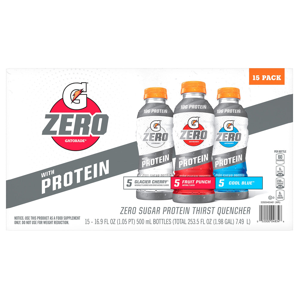 Gatorade Zero Variety Pack, 16.9 Oz, Pack Of 15 Bottles