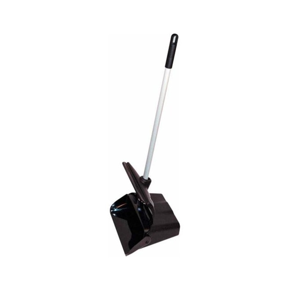 Winco 13in Lobby Dust Pan With Cover, Black