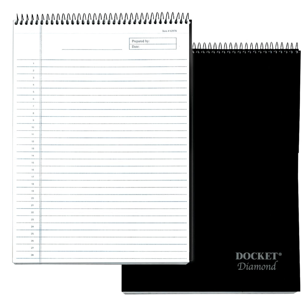 TOPS Docket Diamond 100% Recycled Wirebound Planner, 8 1/2in x 11 3/4in, 1 Subject, Legal Ruled, 60 Sheets, White