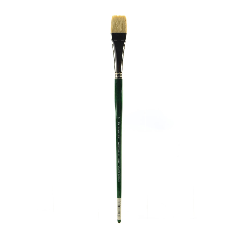 Grumbacher Gainsborough Oil And Acrylic Paint Brush, Size 12, Bright Bristle, Hog Hair, Green