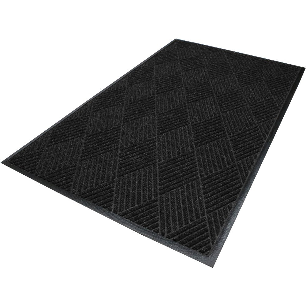 M+A Matting Waterhog Max Diamond Classic Floor Mat, 3ftH x 10ftW, Black Smoke