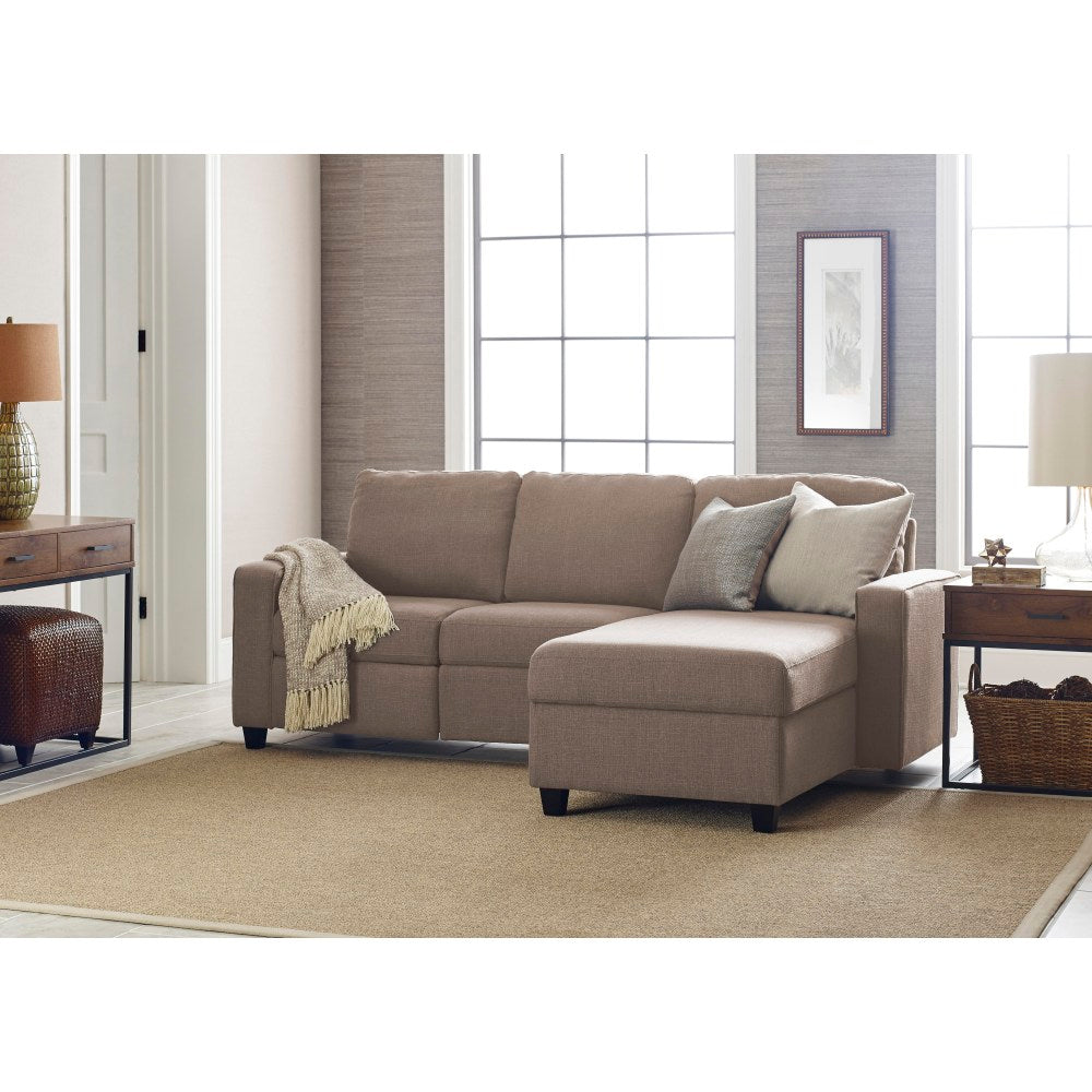 Serta Palisades Reclining Sectional With Storage Chaise, Right, Oatmeal/Espresso