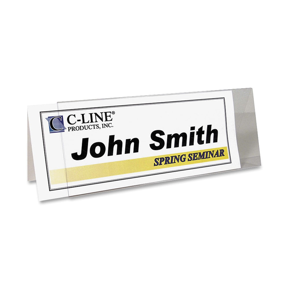 C-Line Inkjet/Laser Name Tent Holders, 11 1/5in x 4 3/10in, Clear, Box Of 25