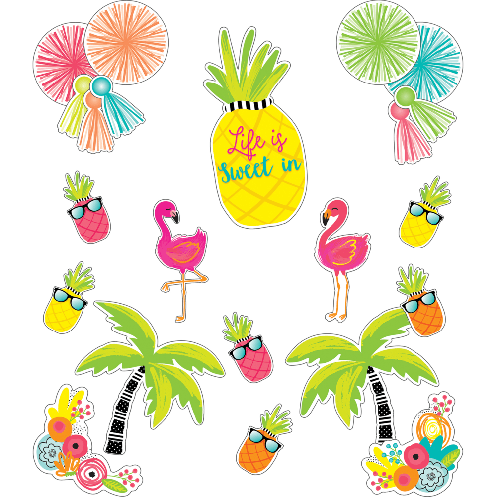 Schoolgirl Style Simply Stylish Tropical Life Is Sweet Bulletin Board Set, Set Of 25 Pieces