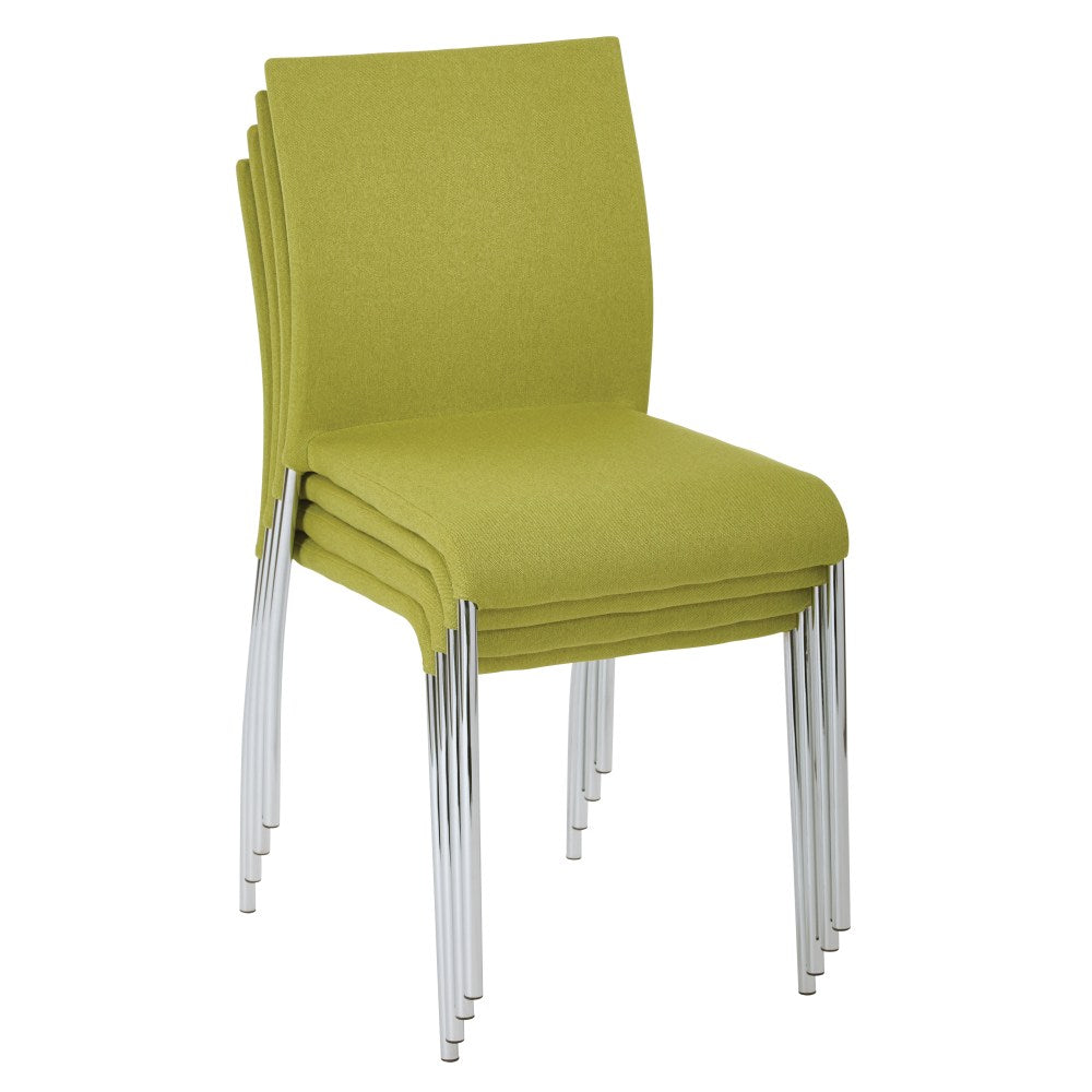 Ave Six Conway Stacking Chairs, Spring Green/Silver, Set Of 4