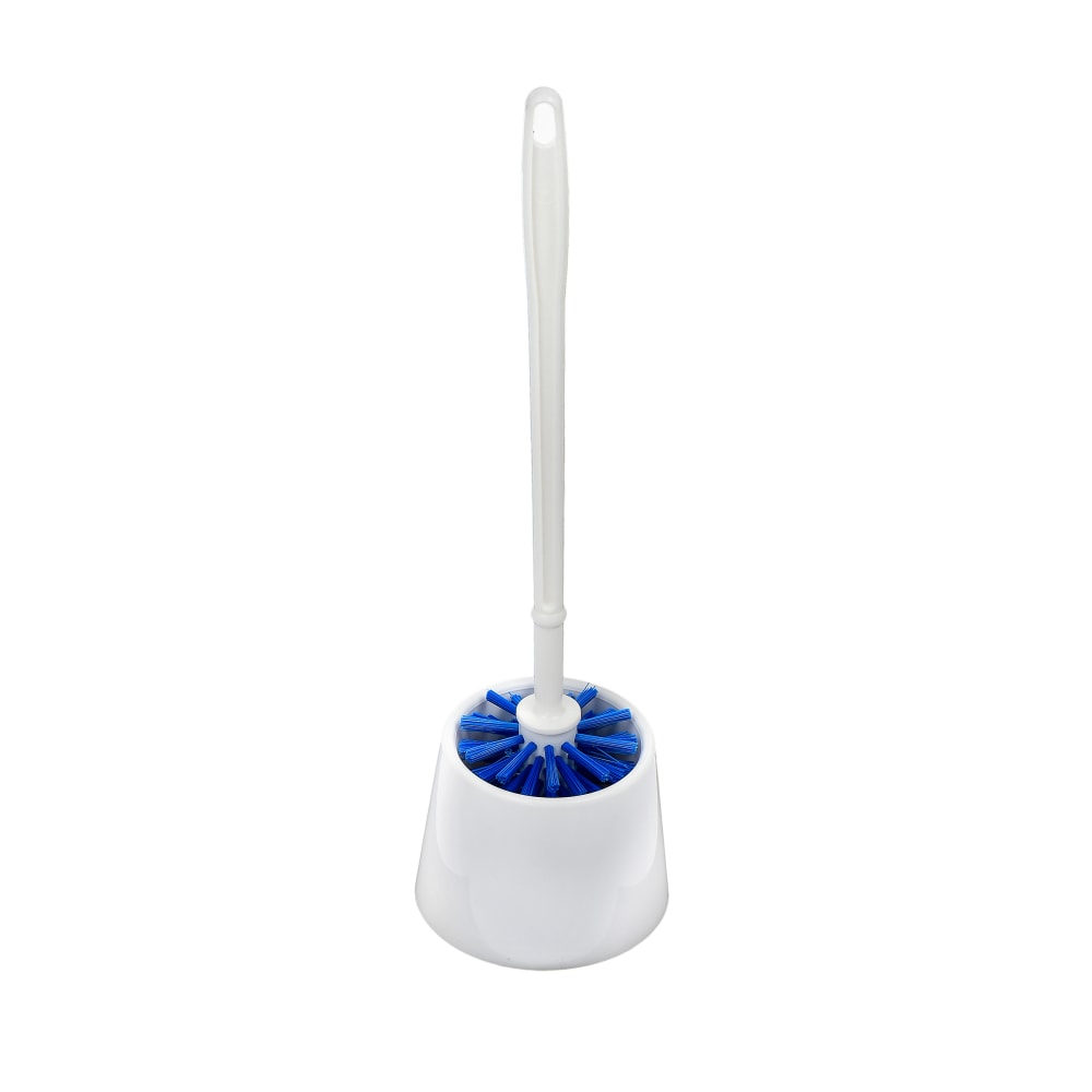 Alpine Economy Toilet Bowl Brushes With Caddies, 16-5/16in x 4-1/2in, Blue/White, Pack Of 12 Brushes