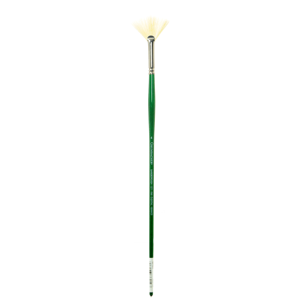 Grumbacher Gainsborough Oil And Acrylic Paint Brush, Size 4, Fan Bristle, Hog Hair, Green