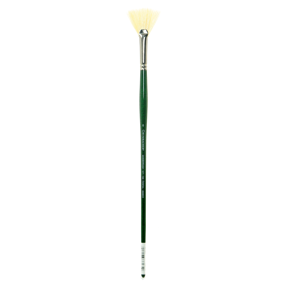 Grumbacher Gainsborough Oil And Acrylic Paint Brush, Size 6, Fan Bristle, Hog Hair, Green