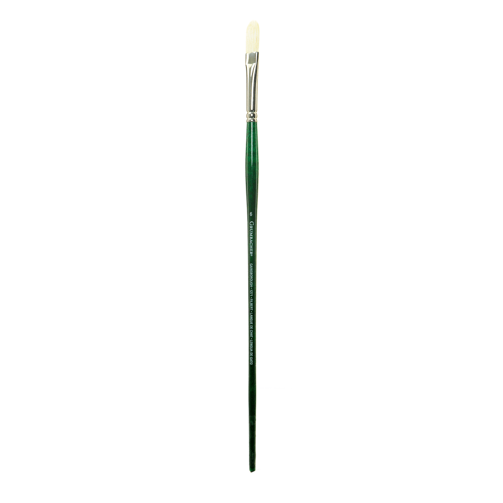 Grumbacher Gainsborough Oil And Acrylic Paint Brush, Size 6, Filbert Bristle, Hog Hair, Green