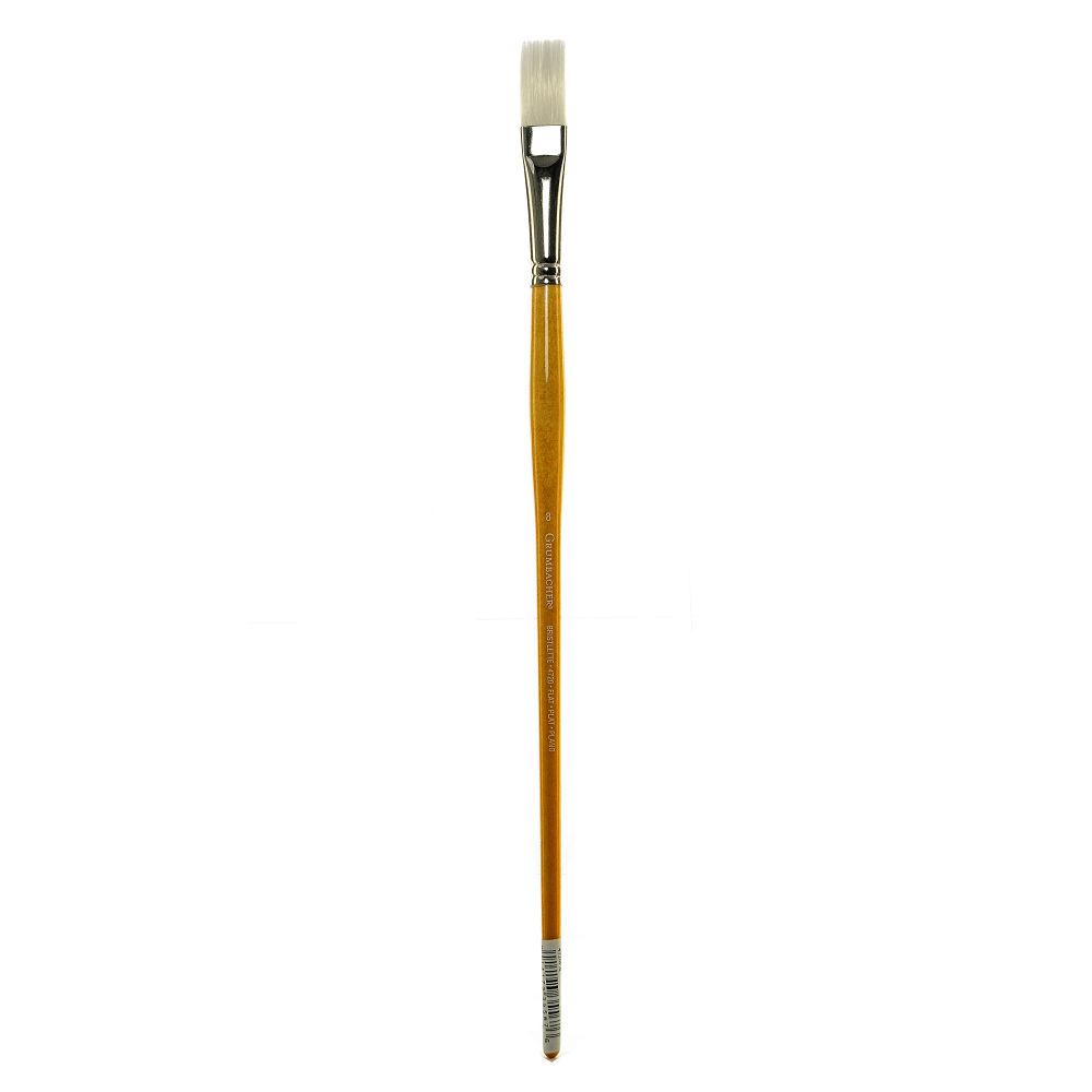 Grumbacher Bristlette Paint Brush, Size 8, Flat Bristle, Synthetic, Brown