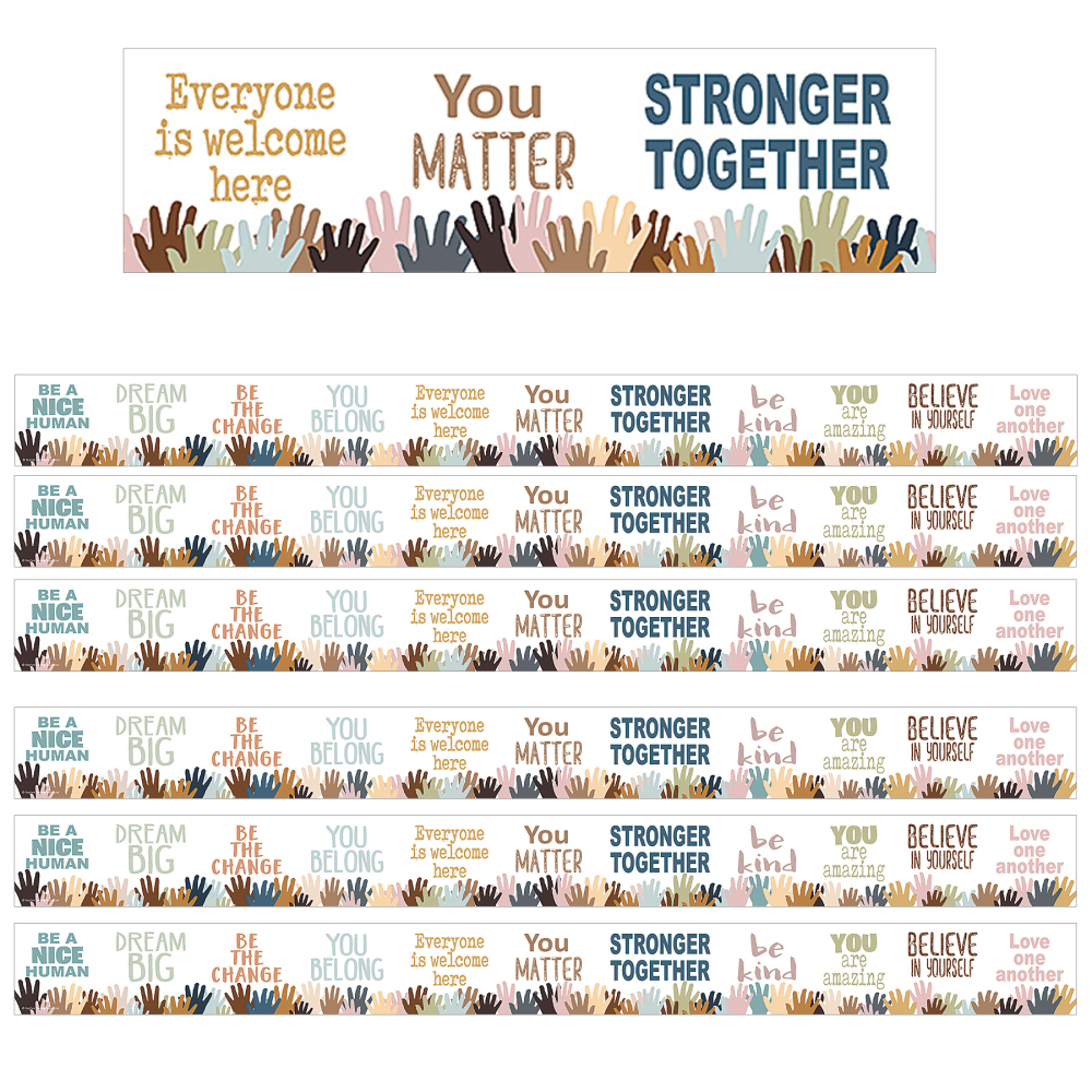 Teacher Created Resources Border Trim, Everyone Is Welcome Helping Hands, 35', Set Of 6 Packs