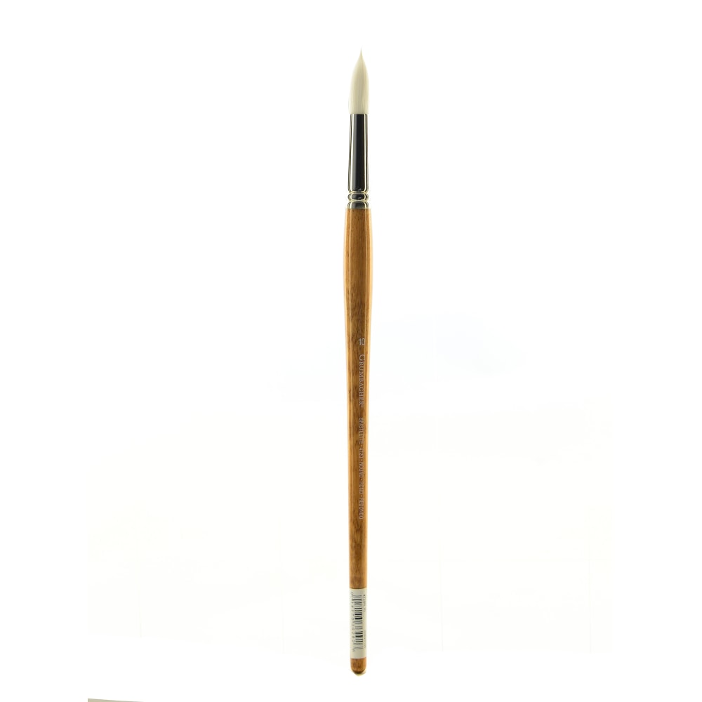 Grumbacher Bristlette Paint Brush, Size 10, Round Bristle, Synthetic, Brown