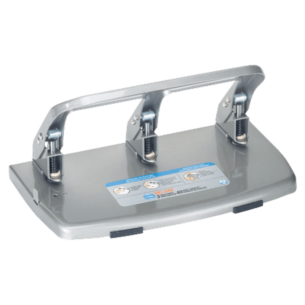 CARL HC340 Medium-Duty 3-Hole Punch, Gray