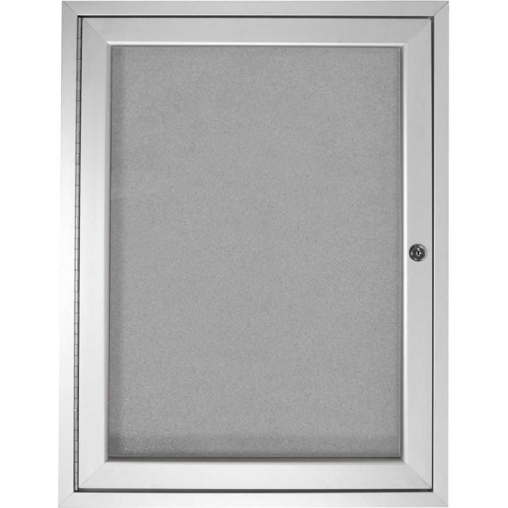 Ghent 1-Door Satin Aluminum Frame Enclosed Vinyl Bulletin Board, 24in x 18in, Silver