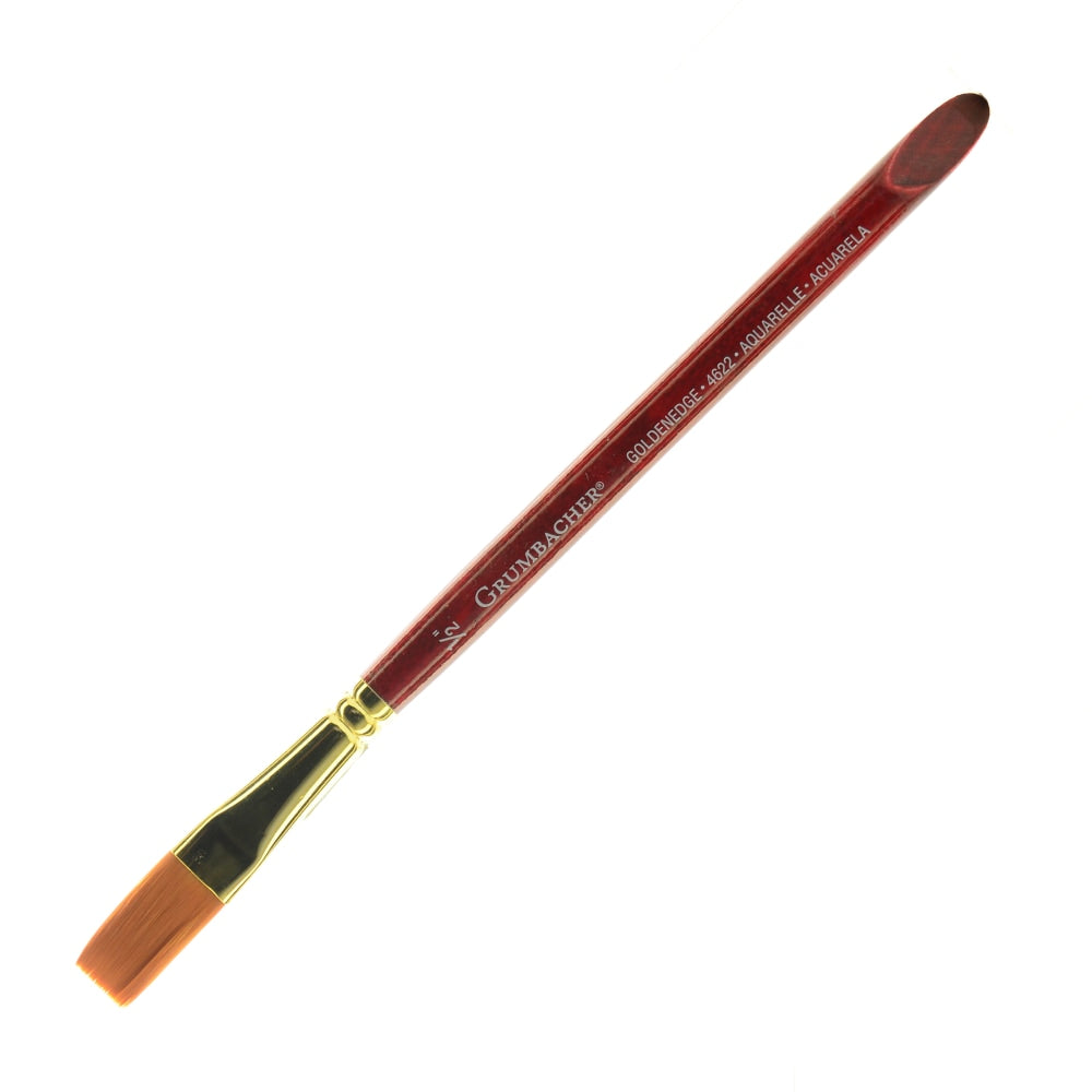 Grumbacher Goldenedge Watercolor Paint Brush, 1/2in, Aquarelle Bristle, Sable Hair, Red