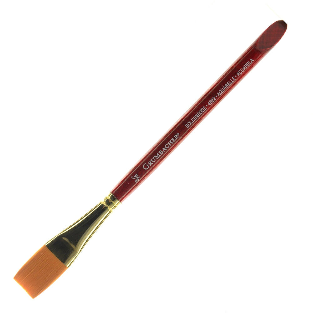 Grumbacher Goldenedge Watercolor Paint Brush, 3/4in, Aquarelle Bristle, Sable Hair, Brown