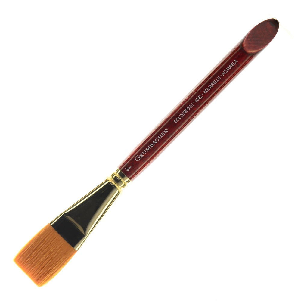Grumbacher Goldenedge Watercolor Paint Brush, 1in, Aquarelle Bristle, Sable Hair, Brown