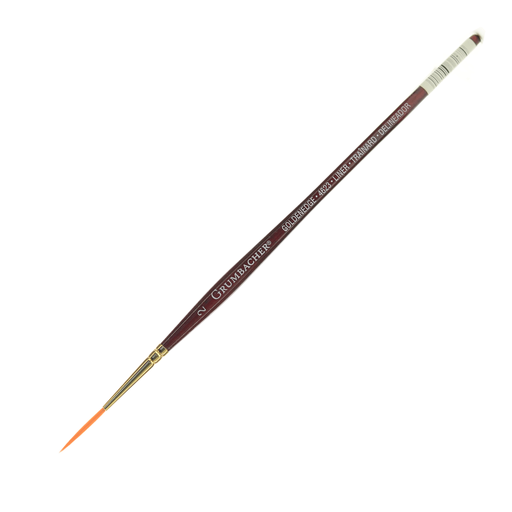 Grumbacher Goldenedge Watercolor Paint Brush, Size 2, Liner Bristle, Sable Hair, Brown