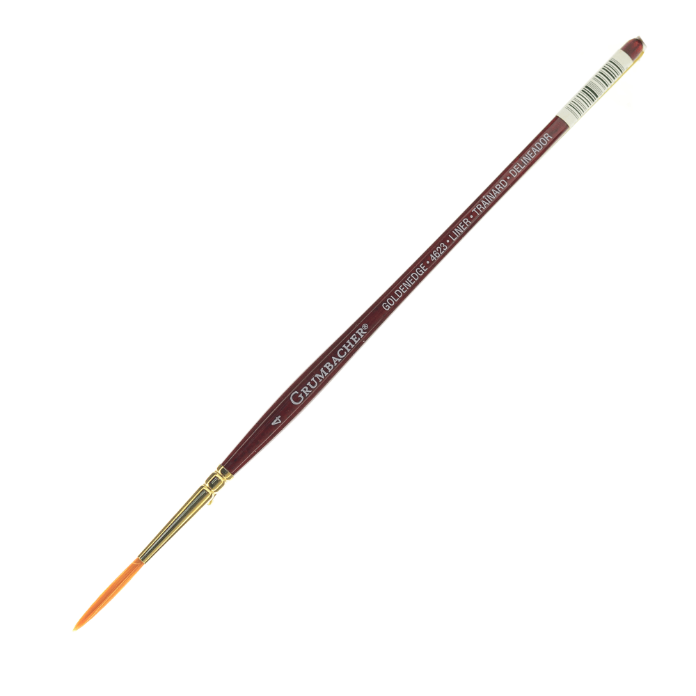 Grumbacher Goldenedge Watercolor Paint Brush, Size 4, Liner Bristle, Sable Hair, Brown