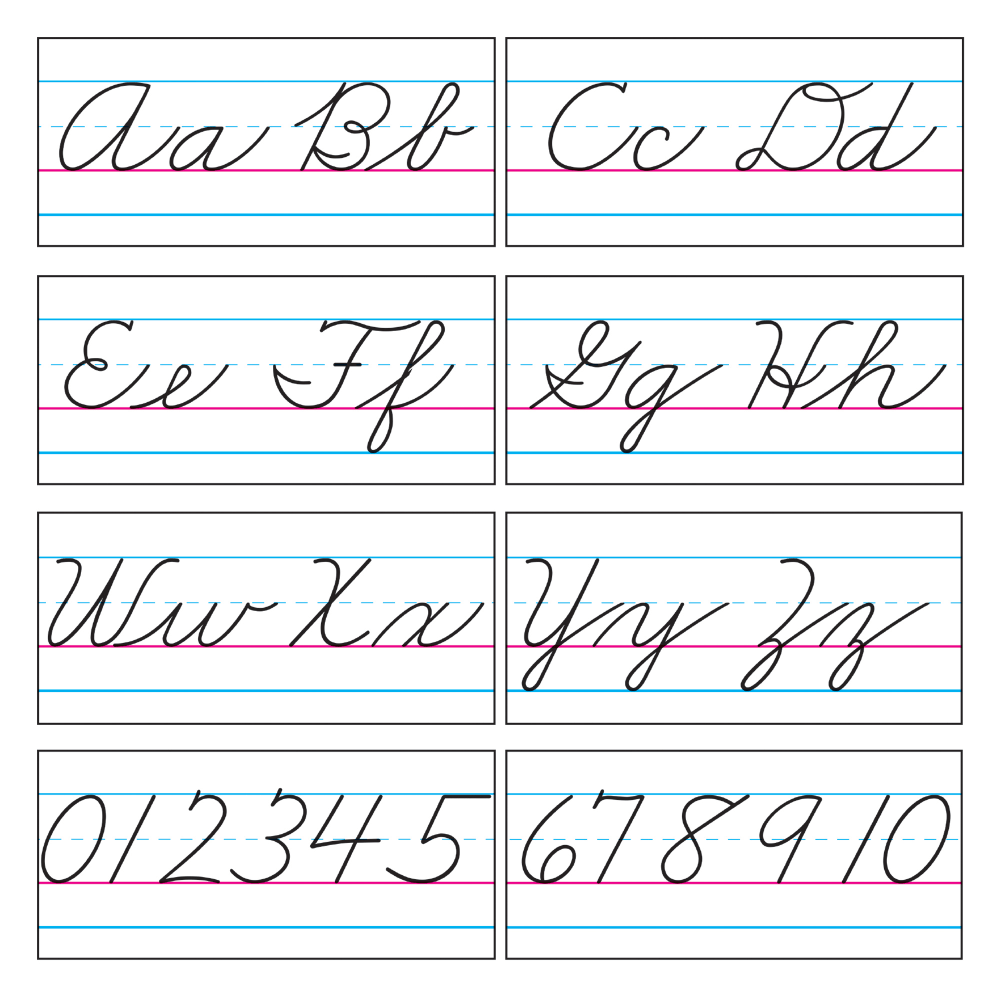 TREND Bulletin Board Set, Alphabet Cursive, 8in x 18in, White, Grades 2-4