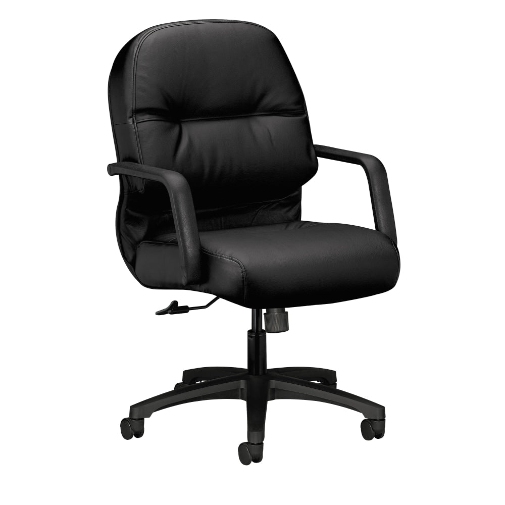 HON Pillow-Soft Bonded Leather Mid-Back Chair, Black