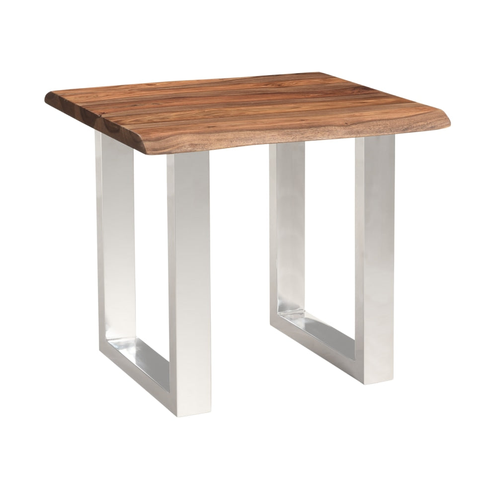 Coast to Coast End Table, Dunstan, 24inH x 28inW x 24inD, Brownstone/Chrome