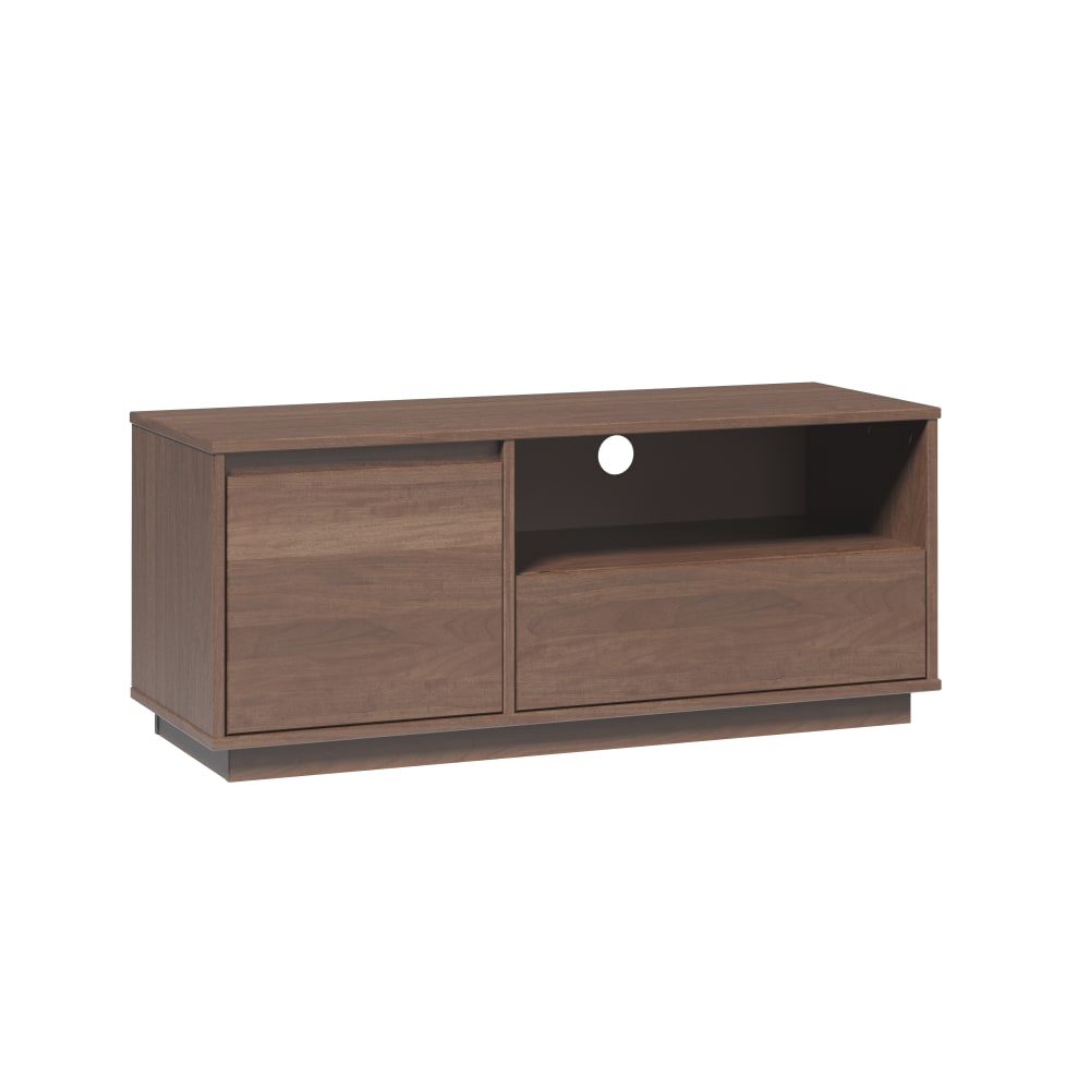 Linon Cowles Media Console With Storage, 18-2/5inH x 43-1/2inW x 15-9/10inD, Walnut