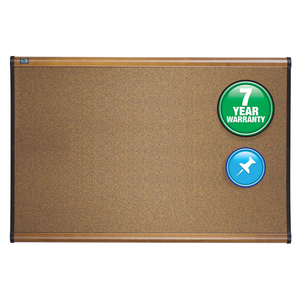 Quartet Select Prestige Color Cork Bulletin Board, 36in x 48in, Aluminum Frame With Maple Finish