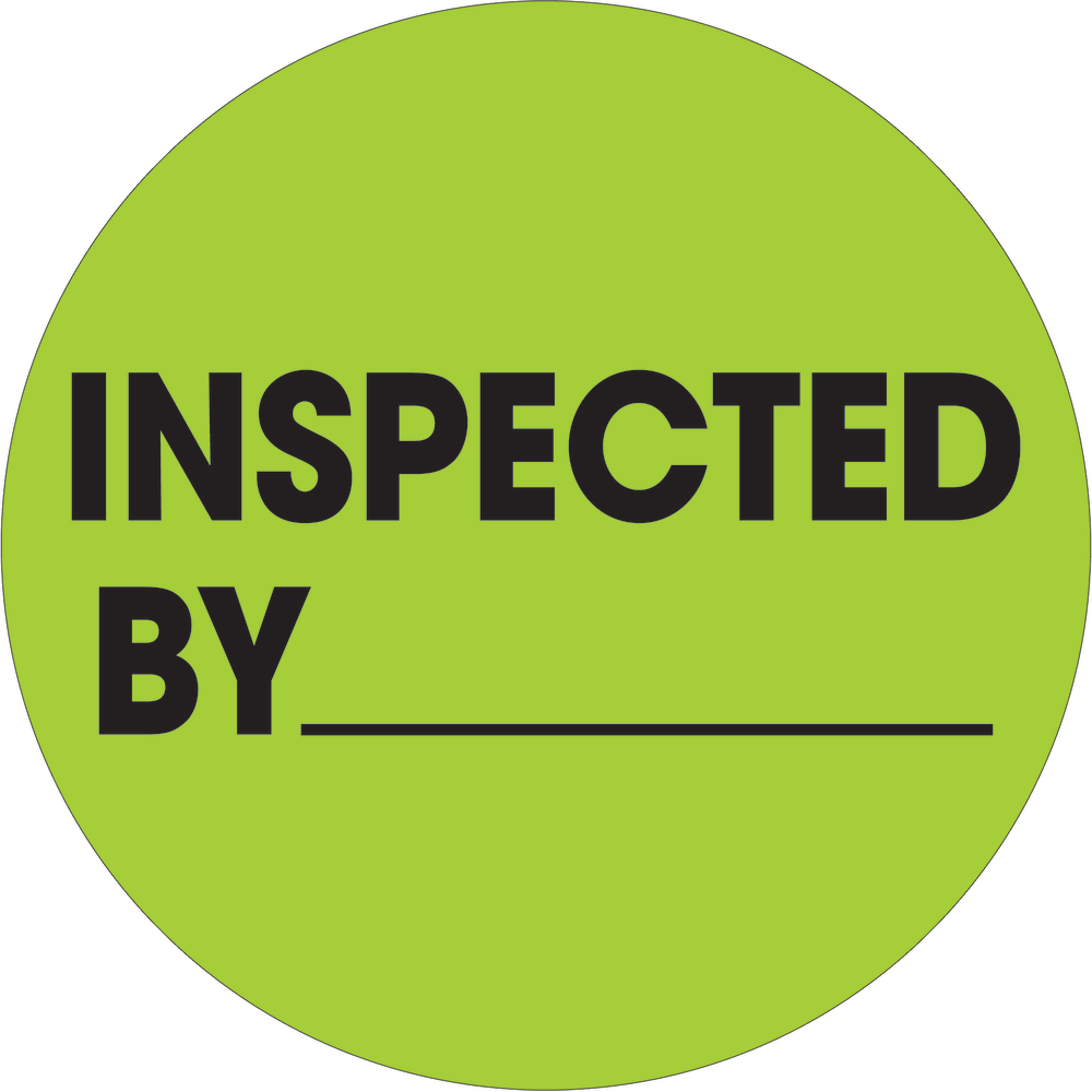 Tape Logic Preprinted Special Handling Labels, DL1266, Inspected By, Round, 2in, Fluorescent Green, Roll Of 500
