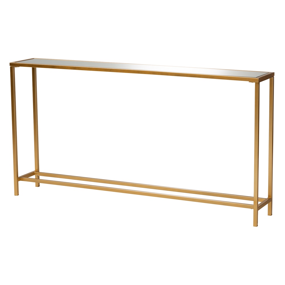Baxton Studio Modern And Contemporary Glam Mirrored Glass Console Table, 31-1/2inH x 59-13/16inW x 10inD, Gold