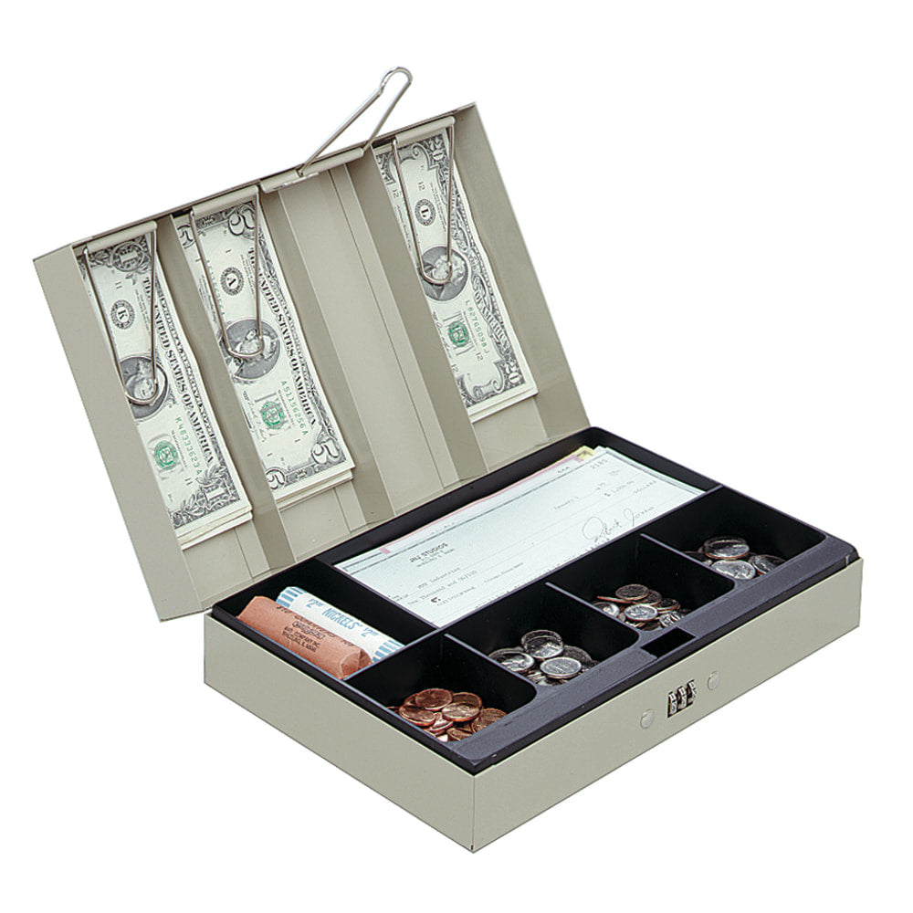 Office Depot Brand Cash Box, 3 1/8inH x 11 3/8inW x 7 5/8inD, Sand