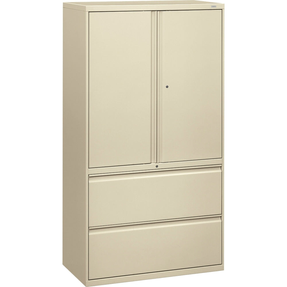 HON 800 Series Storage Cabinet With Lateral File, 36in Wide, Putty