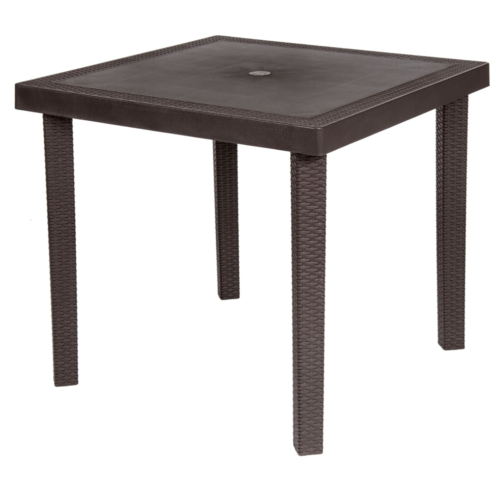 Inval Square Plastic Outdoor Patio Dining Table, 29-5/16inH x 31-1/2inW x 31-1/4inD, Espresso