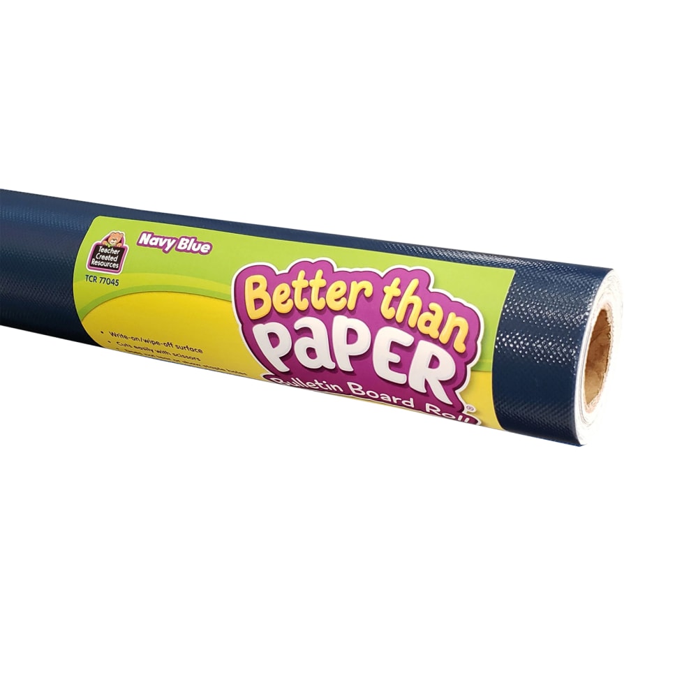 Teacher Created Resources Better Than Paper Bulletin Board Paper Rolls, 4ft x 12ft, Navy Blue, Pack Of 4 Rolls