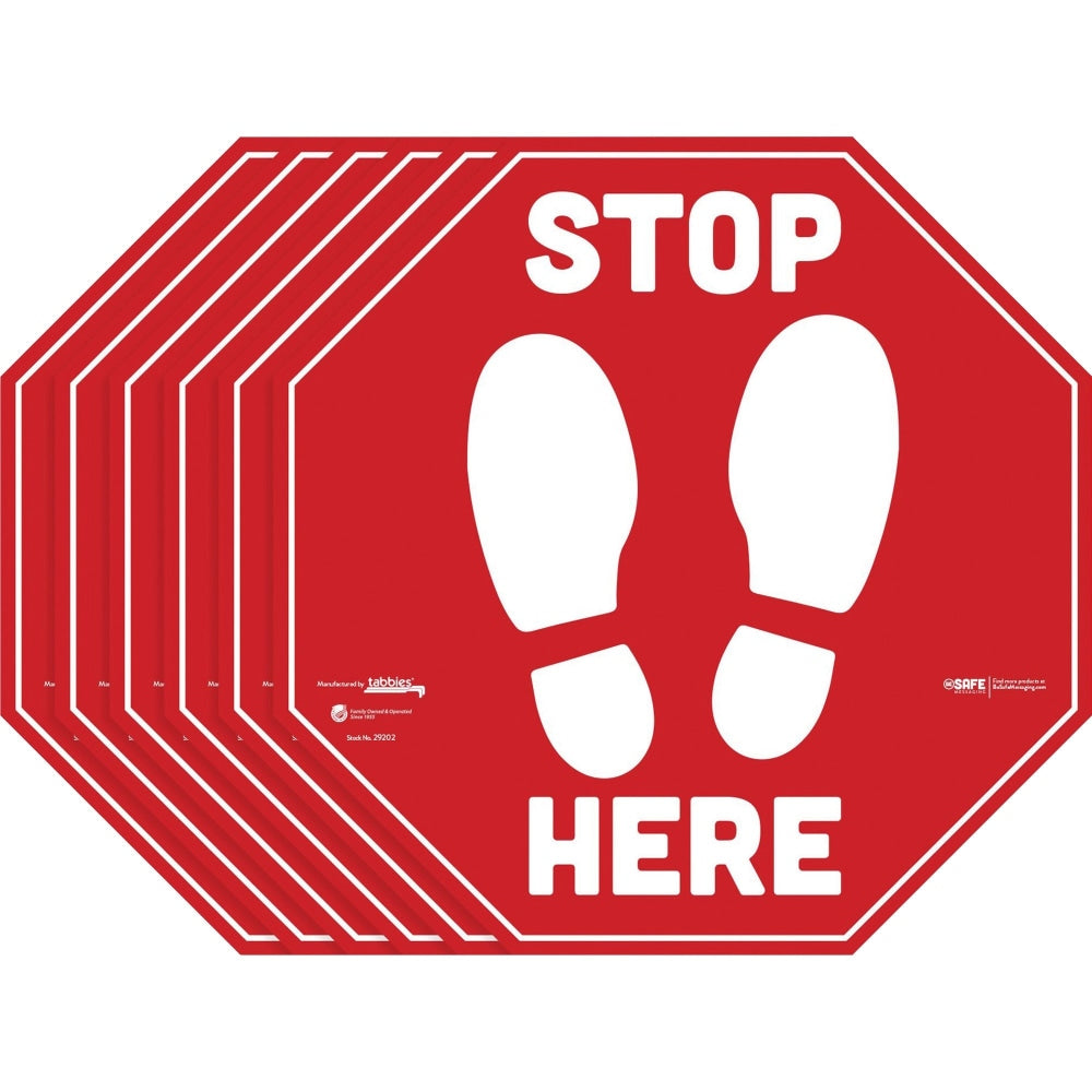 Tabbies BeSafe Messaging Carpet Decals, STOP HERE, Set Of 6 Decals