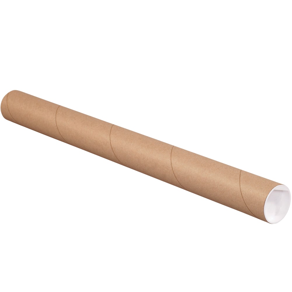 Partners Brand Mailing Tubes With Caps, 2in x 60in, 80% Recycled, Kraft, Case Of 50