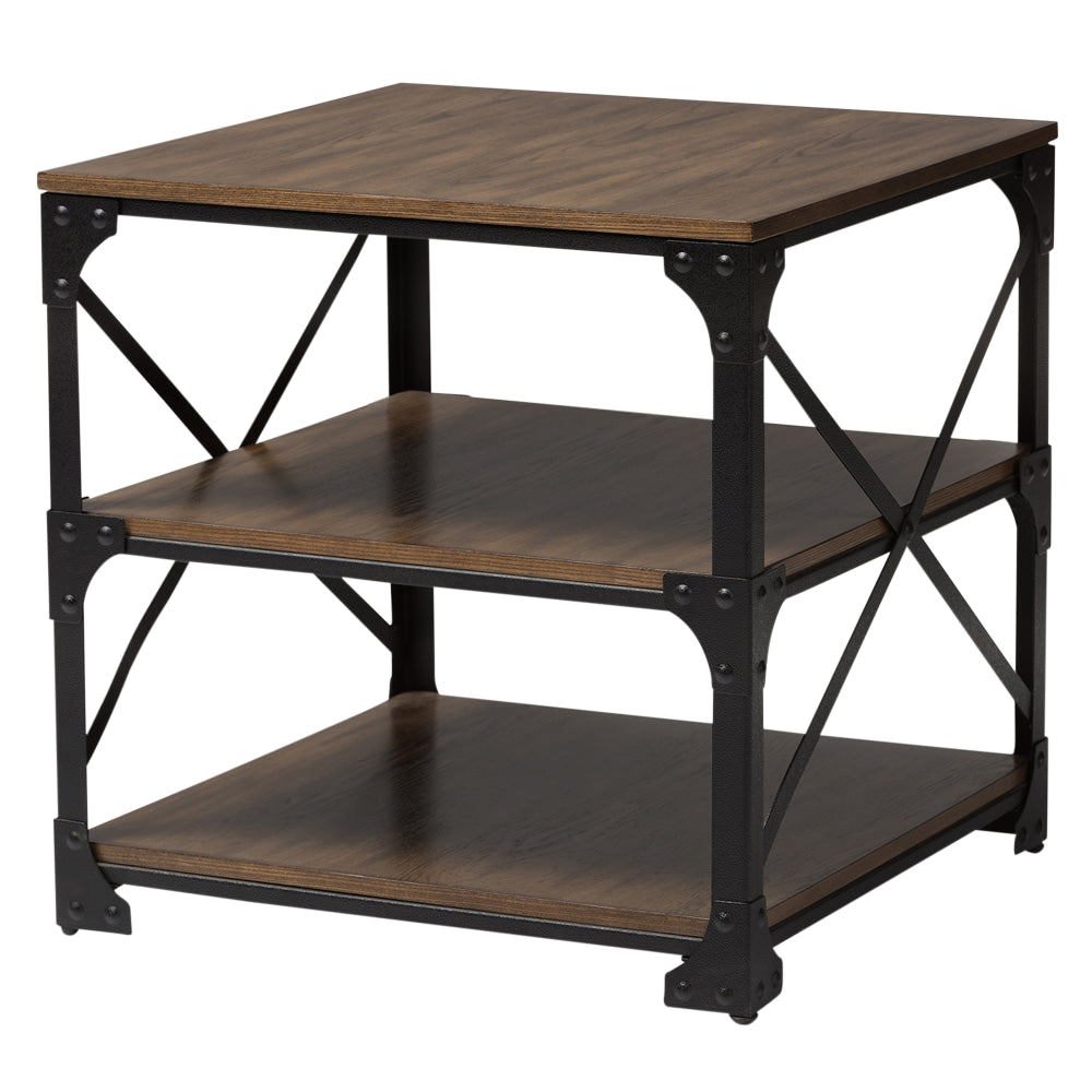 Baxton Studio Vintage Industrial Antique End Table, 24inH x 24inW x 24inD, Brown/Black