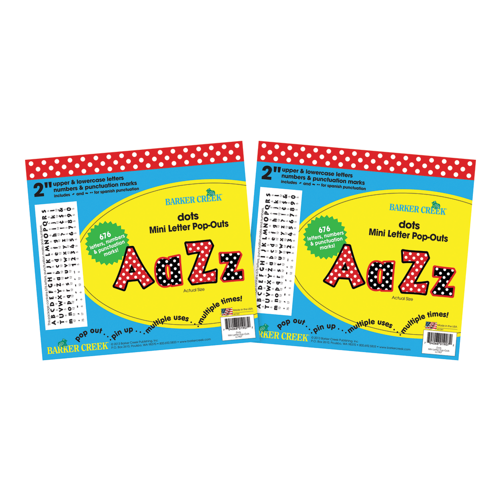 Barker Creek Letter Pop-Outs, 2in, Dots, Pack Of 1,352