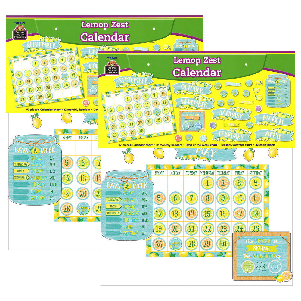 Teacher Created Resources Lemon Zest Calendar Bulletin Board Set, Set Of 2