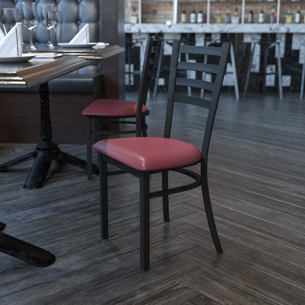 Flash Furniture HERCULES Ladder Back Restaurant Chair, Black/Burgundy