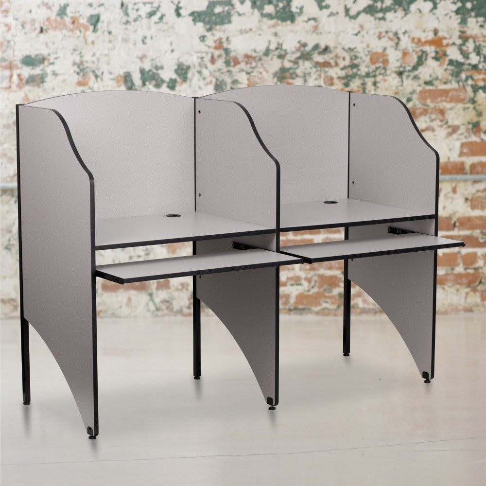 Flash Furniture Add-On Study Carrel, 49 5/8inH x 32inW x 24 7/16inD, Nebula Gray