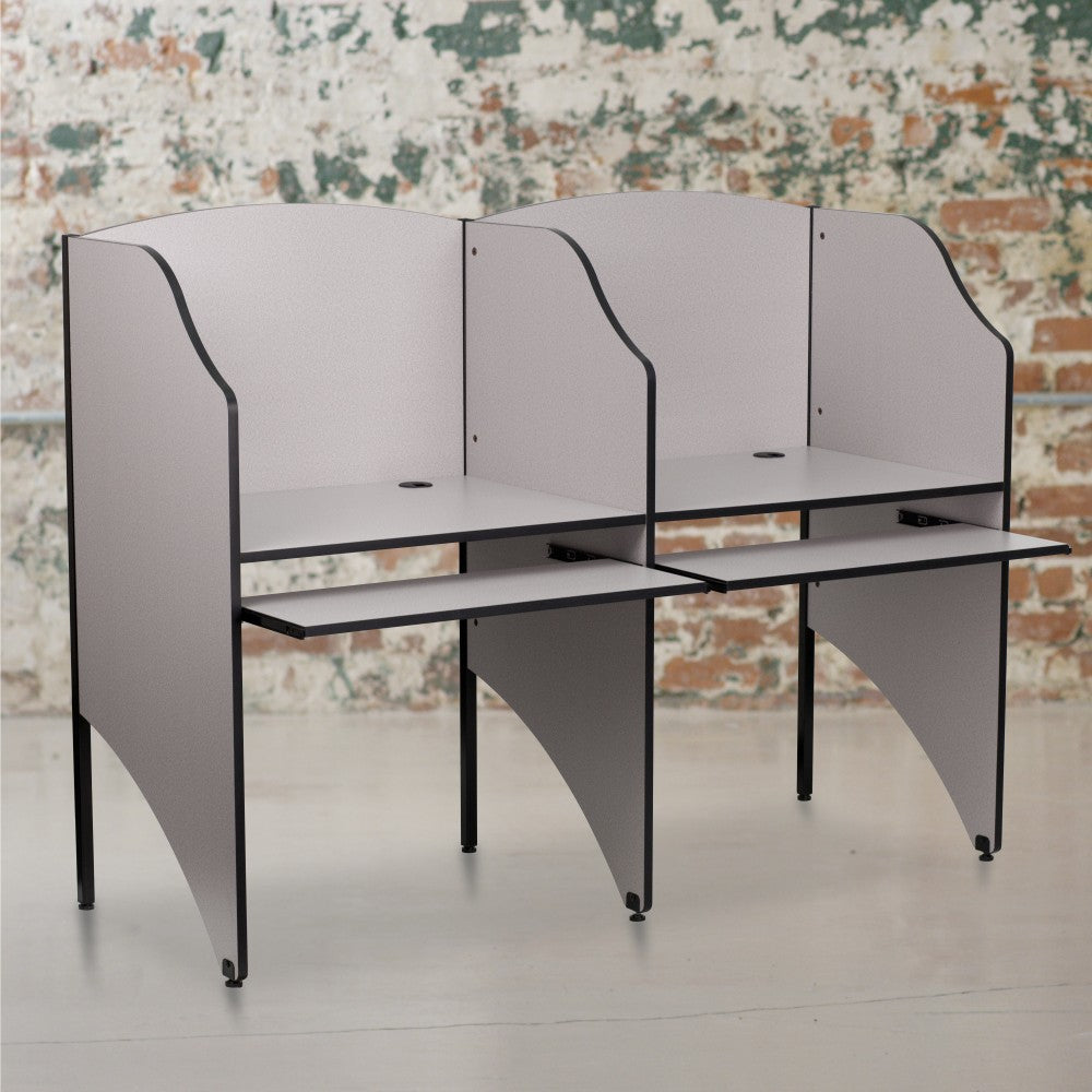Flash Furniture Starter Study Carrel, 49 5/8inH x 32 5/8inW x 24 7/16inD, Nebula Gray