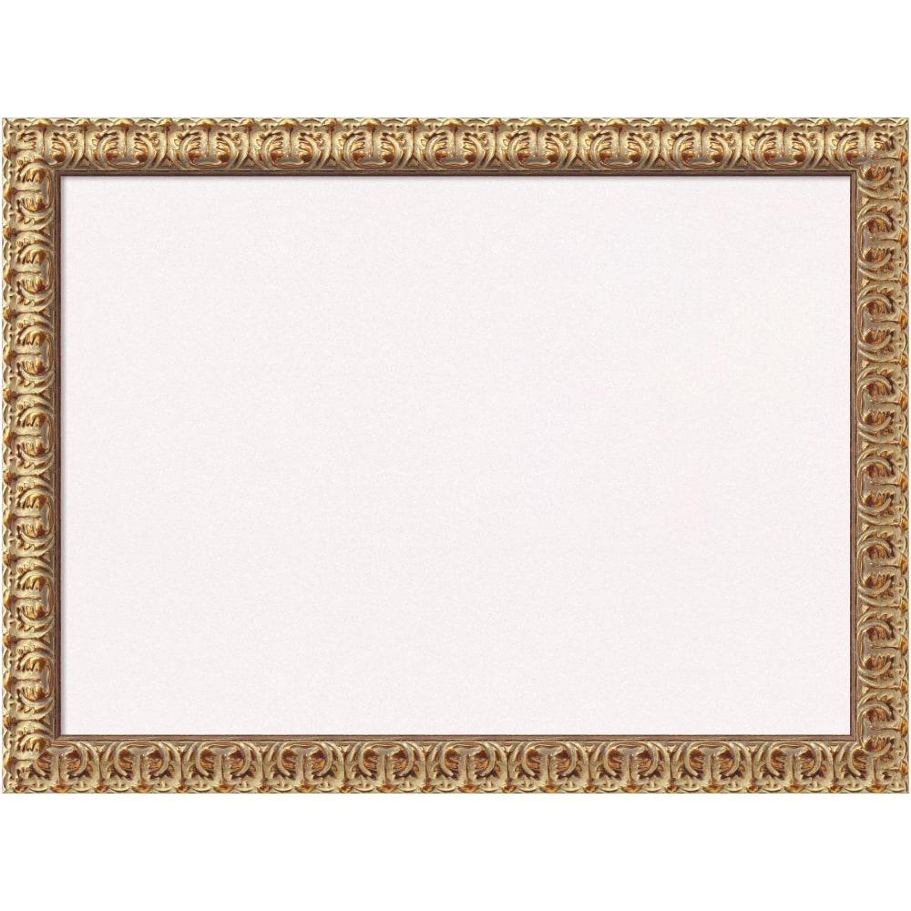 Amanti Art Florentine Non-Magnetic Cork Bulletin Board, 31in x 23in, White, Gold Wood Frame