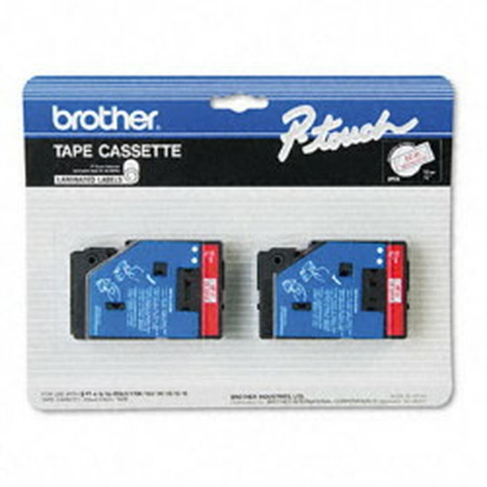 Brother TC-11 Red-On-Clear Tapes, 0.5in x 25ft, Pack Of 2