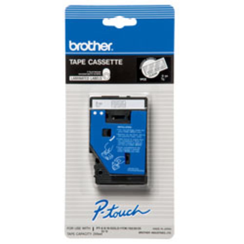 Brother TC-14Z1 White-On-Clear Tape, 0.38in x 25ft