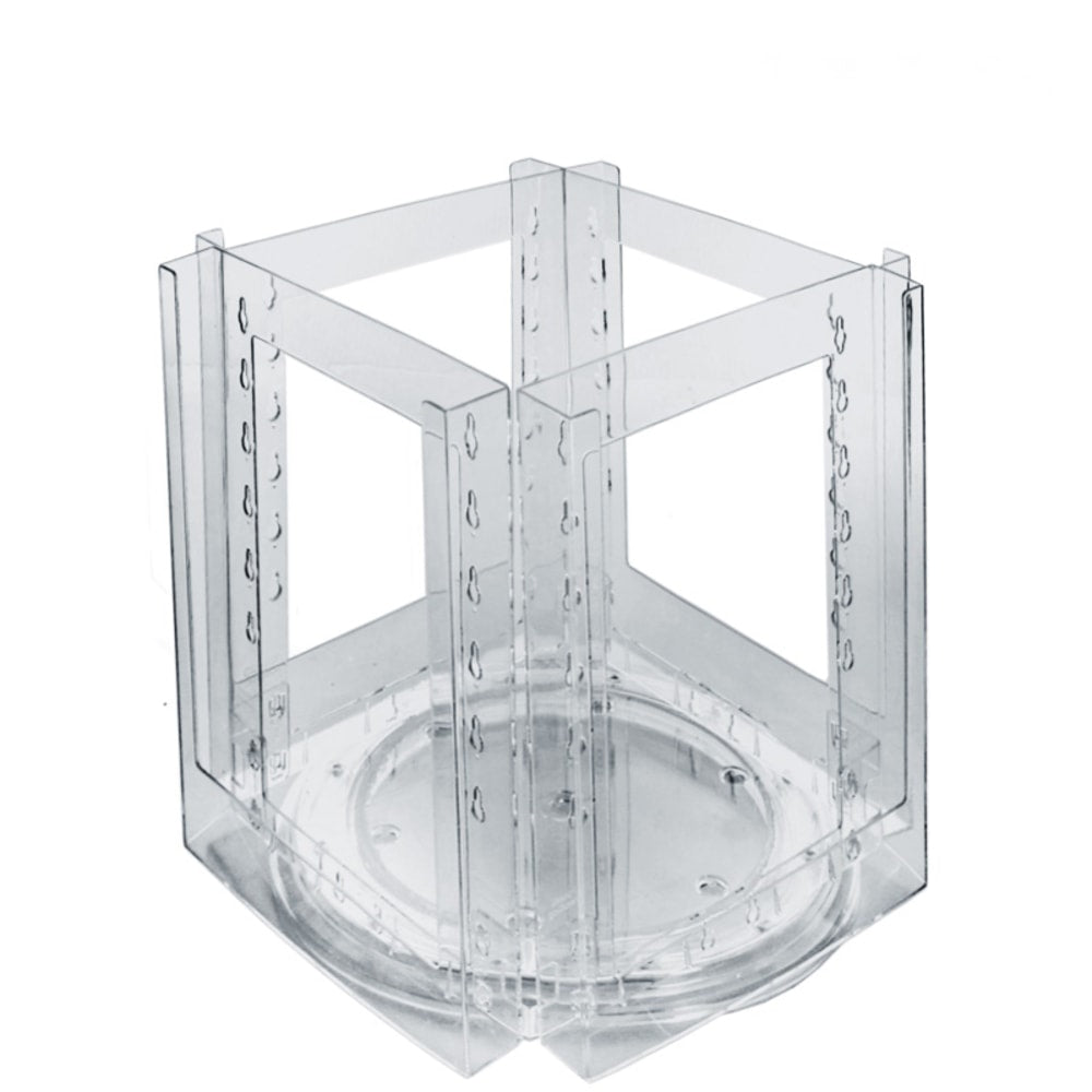 Azar Displays Revolving Brochure Holder, 4-Pocket, Acrylic, 14inH x 14inW x 14inD, Clear